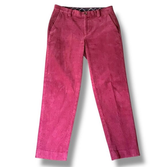 Brooks Brothers Mens Clark Fit Pant Sz 32x30 Burgundy Red Wide Wale Corduroy - Picture 1 of 6